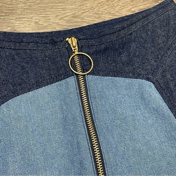 Lykke Wullf Monica Two-Tone Denim Mini Skirt Retro Blue Cotton Sz XS NWT $120 - Picture 7 of 7
